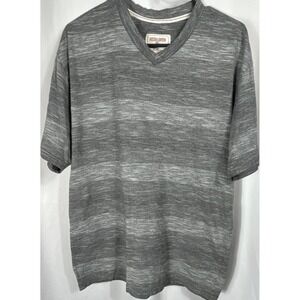 Hudson & Barrow Men's Gray Striped V-Neck Short Sleeve T-Shirt Size XL